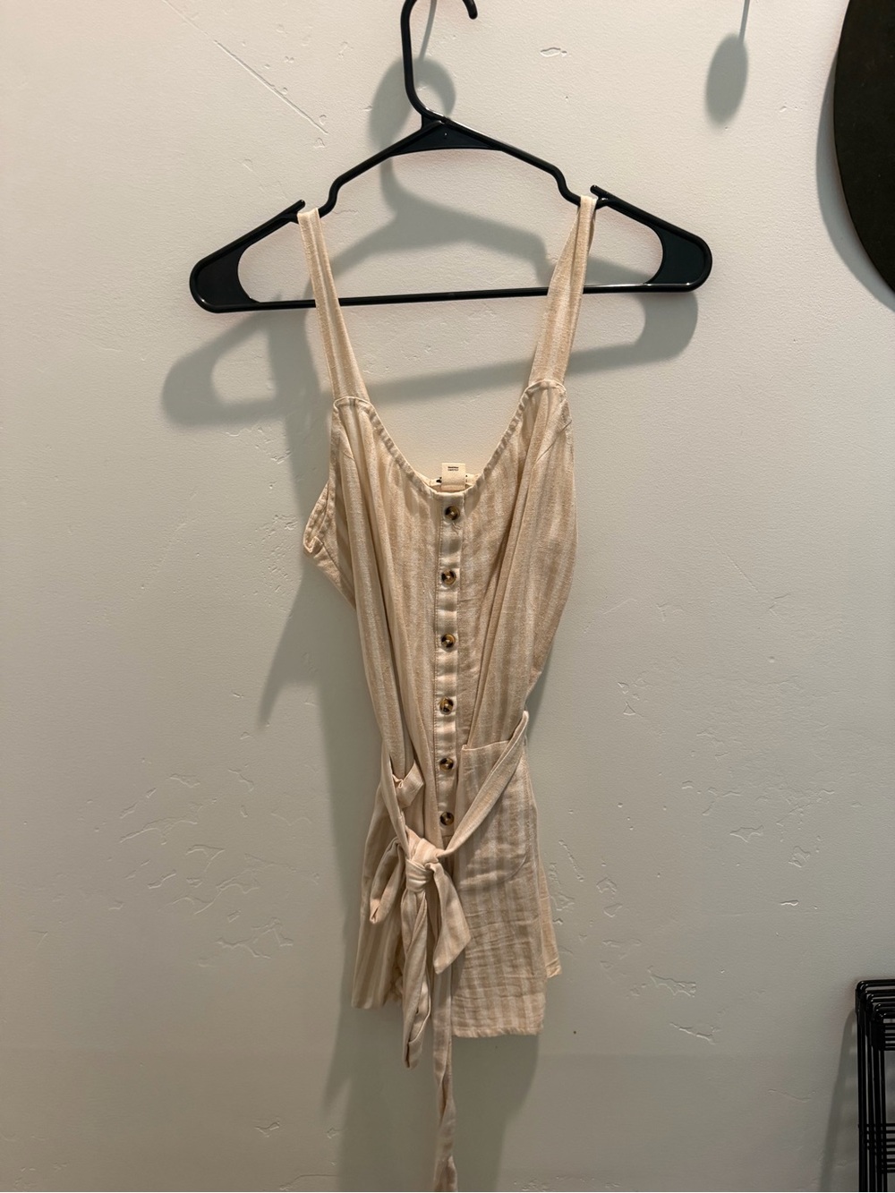Billabong Cream Button-Front Tie-Waist Romper